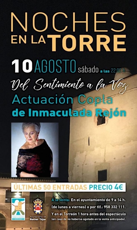 Inmaculada Rejón cerrará `Noches en la Torre` (AYTO. HUÉTOR TÁJAR) 