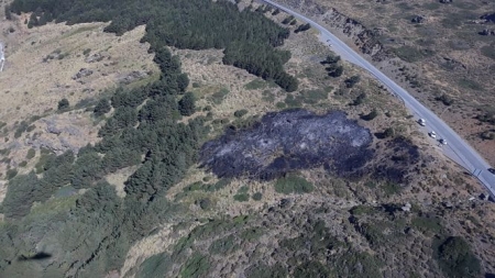 Parte afectada por el fuego (INFOCA)