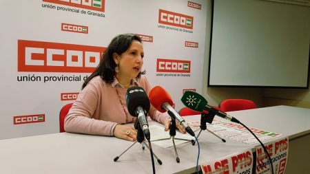 Mercedes Isabel González, responsable de educación de CCOO en rueda de prensa (CCOO)