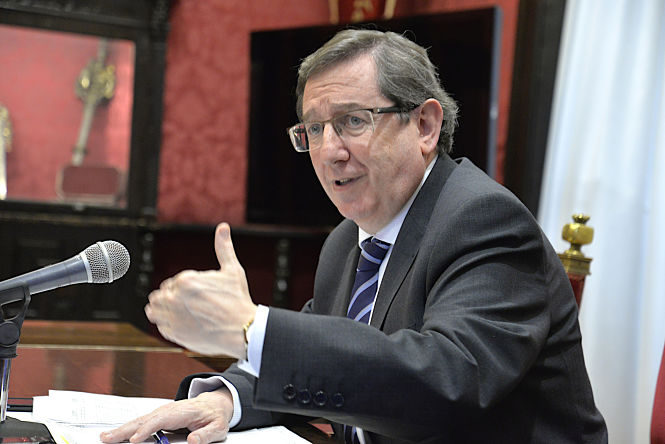 El Concejal de Economia, Luis González en rueda de prensa (JAVIER ALGARRA)