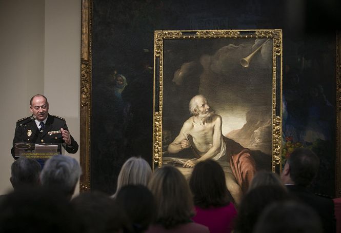  Féliz López, durante su intervención en el acto de entrega de La obra `San Jerónimo oyendo la trompeta del Juicio Final` de Sebastián Martínez, recuperada por la Policía Nacional (MARIA JOSÉ LÓPEZ /EUROPA PRESS) 