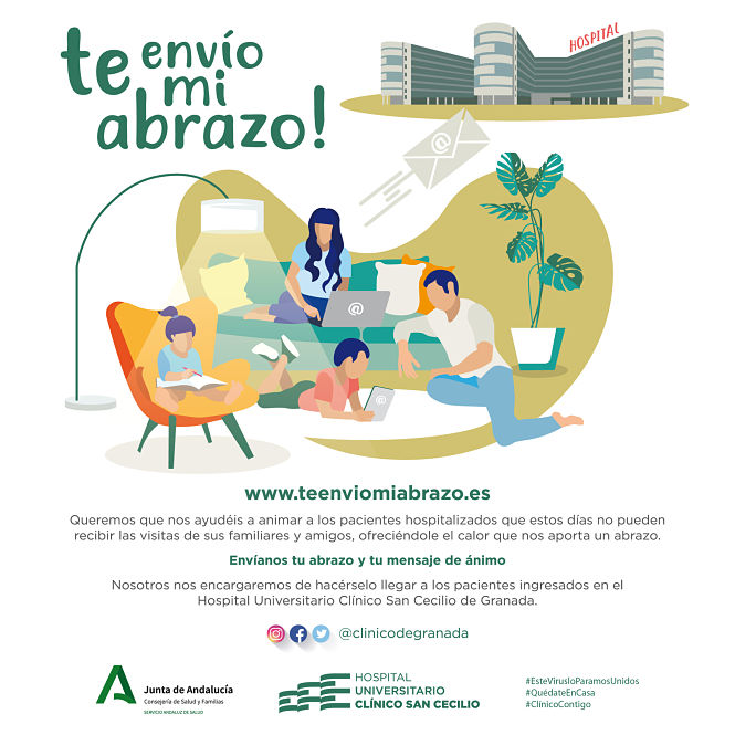 Cartel de la campaña `Te envío mi abrazo` (HUSC) 