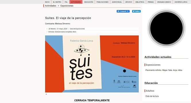 Captura de pantalla de la web del Centro Lorca de Granada (EUROPA PRESS) 