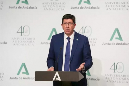 El vicepresidente de la Junta de Andalucía y consejero de Turismo, Regeneración, Justicia y Administración Local, Juan Marín, en rueda de prensa (JUNTA DE ANDALUCÍA) El vicepresidente de la Junta de Andalucía y consejero de Turismo, Regeneración, Justicia y Administración Local, Juan Marín, en rueda de prensa (JUNTA DE ANDALUCÍA)
