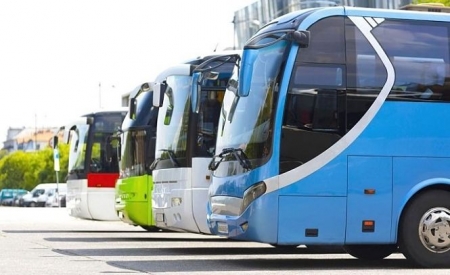 Autobuses parados (FEDERACIÓN INDEPENDIENTE DEL TRANSPORTE) 