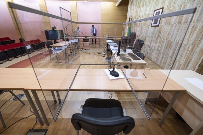 Sala de vistas Antonio Angulo, preparada contra el coronavirus (JUNTA) 