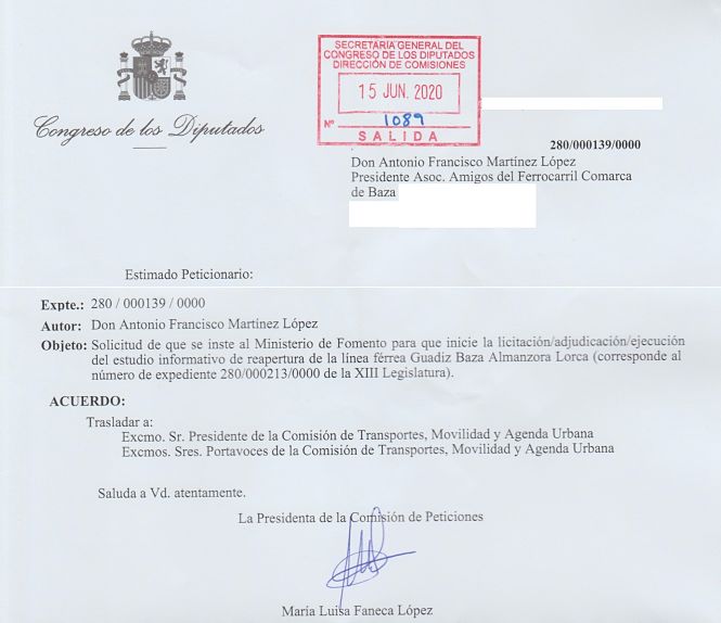 Imagen de la solicitud de estudio informativo (AAF BAZA) 