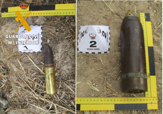 Proyectil desactivado en Bácor (GUARDIA CIVIL) 
