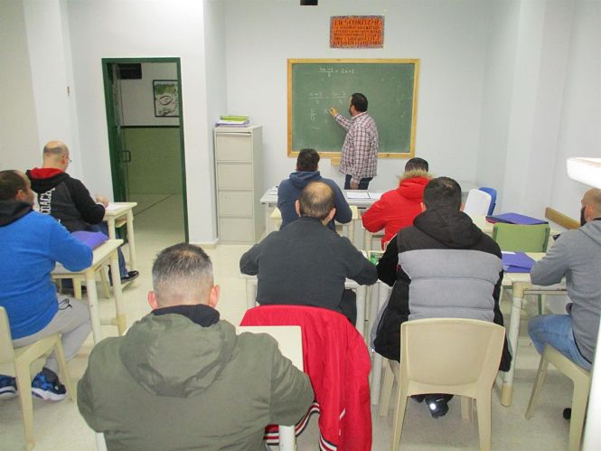 Un aula del centro penitenciario de Albolote