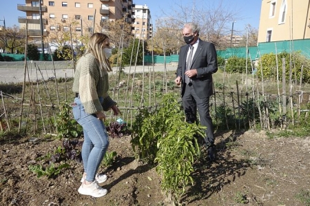 El Concejald e Derechos Sociales, José Antonio Huertas ha visitado uno de las huertos (AYTO. GRANADA)