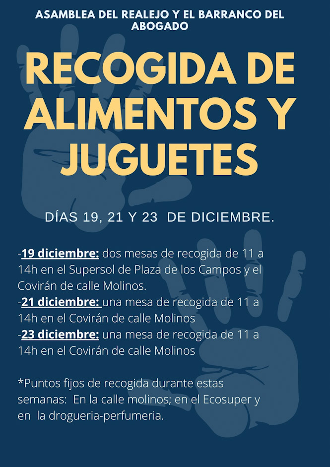 Cartel de la recogida de alimentos y juguetes 