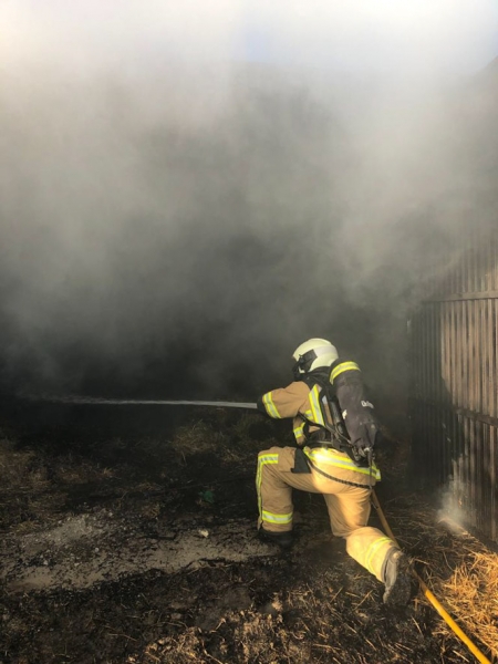 Un bombero durante la extinción del incendio (AYTO. GUADIX) 