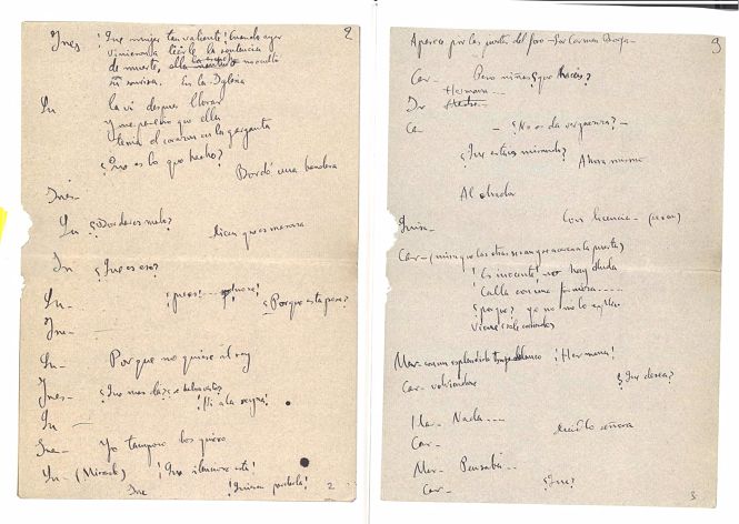 Páginas manuscritas del drama lorquiano `Mariana Pineda` (DIPUTACIÓN DE GRANADA) 