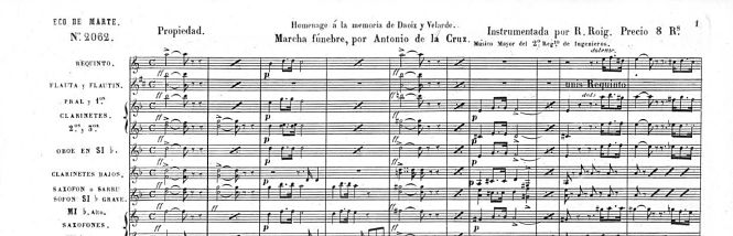 Primera página de la marcha fúnebre A la memoria de Daoiz y Velarde (UGR)