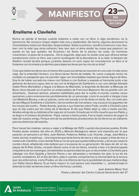 Manifiesto por el Día del Libro (JUNTA)