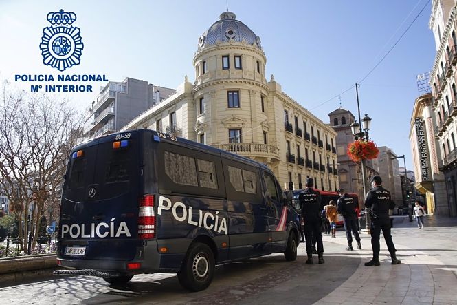 Vehículo de la Policía Nacional en el centro de Granada (POLICÍA NACIONAL) 