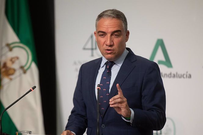 El consejero de la Presidencia, Administración Pública e Interior y portavoz del Gobierno andaluz, Elías Bendodo (MARÍA JOSÉ LÓPEZ / EUROPA PRESS)
