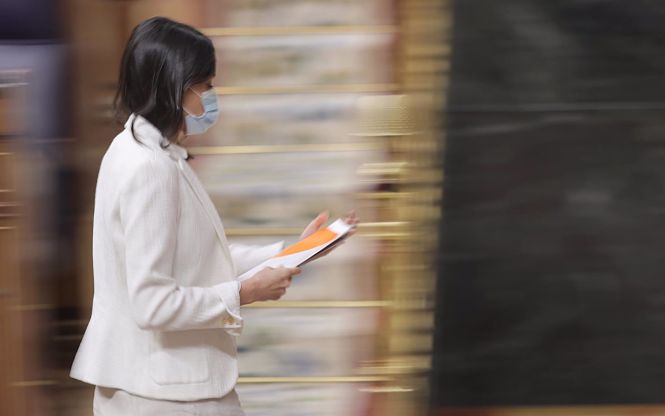 La líder de Cs, Inés Arrimadas, en una sesión de control al Gobierno en el Congreso de los Diputados (EUROPA PRESS/E. PARRA. POOL )