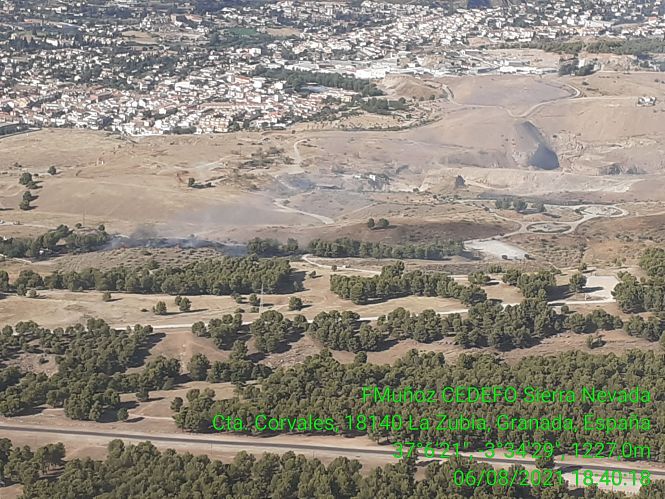 Vista aérea del lugar donde se ha producido el incendio (INFOCA) 