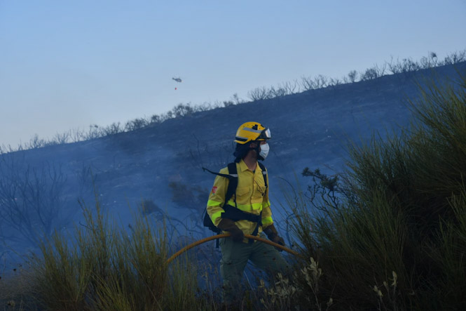 Bombero del Infoca trabajando en el lugar del incendio (INFOCA)