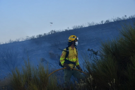 Bombero del Infoca trabajando en el lugar del incendio (INFOCA)