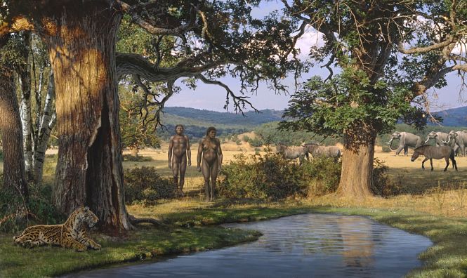 Reconstrucción del paleoambiente que debió reinar en Orce hace 1.5 millones de años (MAURICIO ANTÓN)