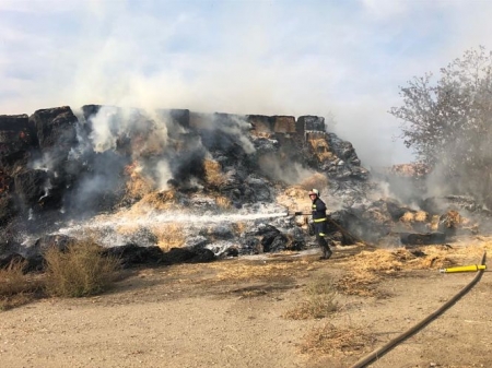 Bomberos en tareas de extinción del incendio (AYTO. GUADIX)