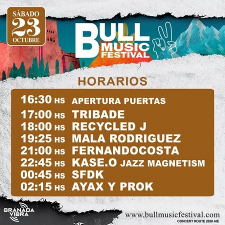 Horarios del segundo día de Bull Music Festival (BULL MUSIC)