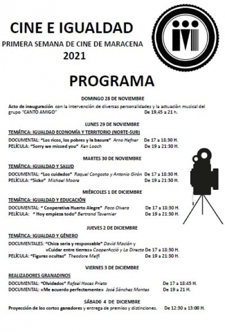 Programa completo Semana de Cine e Igualdad (HOMBRES DE MARACENA POR LA IGUALDAD)