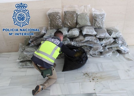 Un agente con marihuana intervenida (POLICÍA NACIONAL)