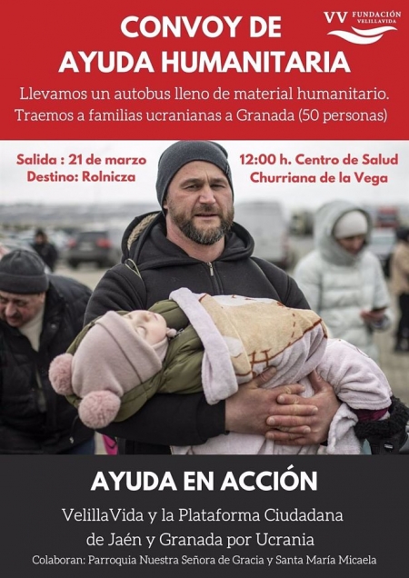 Cartel de acción humanitaria organizada por la Fundación VelillaVida de Granada destinada a refugiados ucranianos (FUNDACIÓN VELILLAVIDA) 