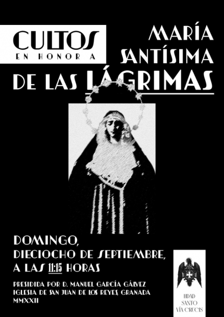 Cartel Cultos en honor a María Santísima de las Lágrimas (HERMANDAD DEL VÍA CRUCIS)