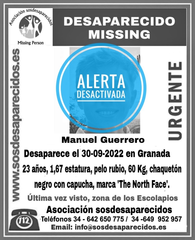 Manuel Rodríguez ha sido localizado en Monachil (SOS DESAPARECIDOS) 