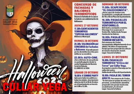 Programación de Halloween en Cúllar Vega y una foto del año pasado (AYTO. CÚLLAR VEGA)