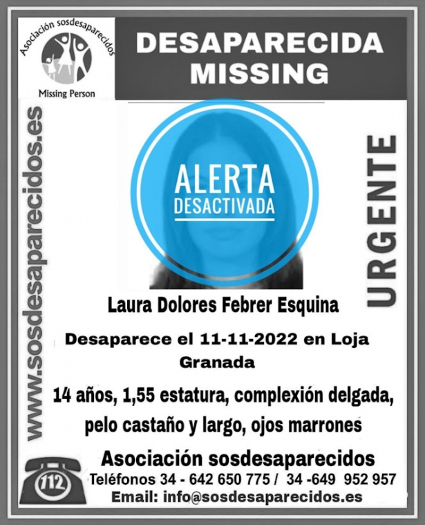 Localizada la joven desaparecida en Loja (SOS DESAPARECIDO)