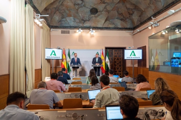 Vista general de la rueda de prensa posterior al Consejo de Gobierno andaluz en el Palacio de San Telmo (FRANCISCO J. OLMO / EUROPA PRESS) 