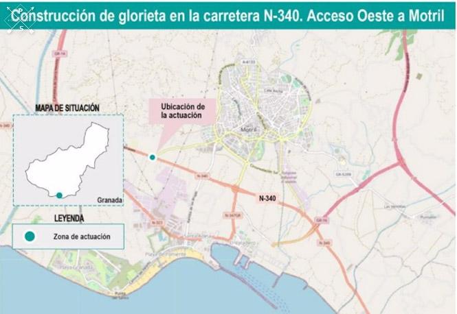 Abierto el tráfico la nueva glorieta de acceso oeste a Motril en la N-340 (MITMA)