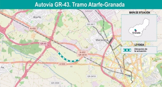 Mitma adjudica 12,5 millones de euros a las obras de la autovía GR-43 entre Atarfe y Granada (MITMA) 