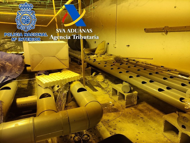 Instalación desmantelada de un cultivo hidropónico (POLICÍA NACIONAL)