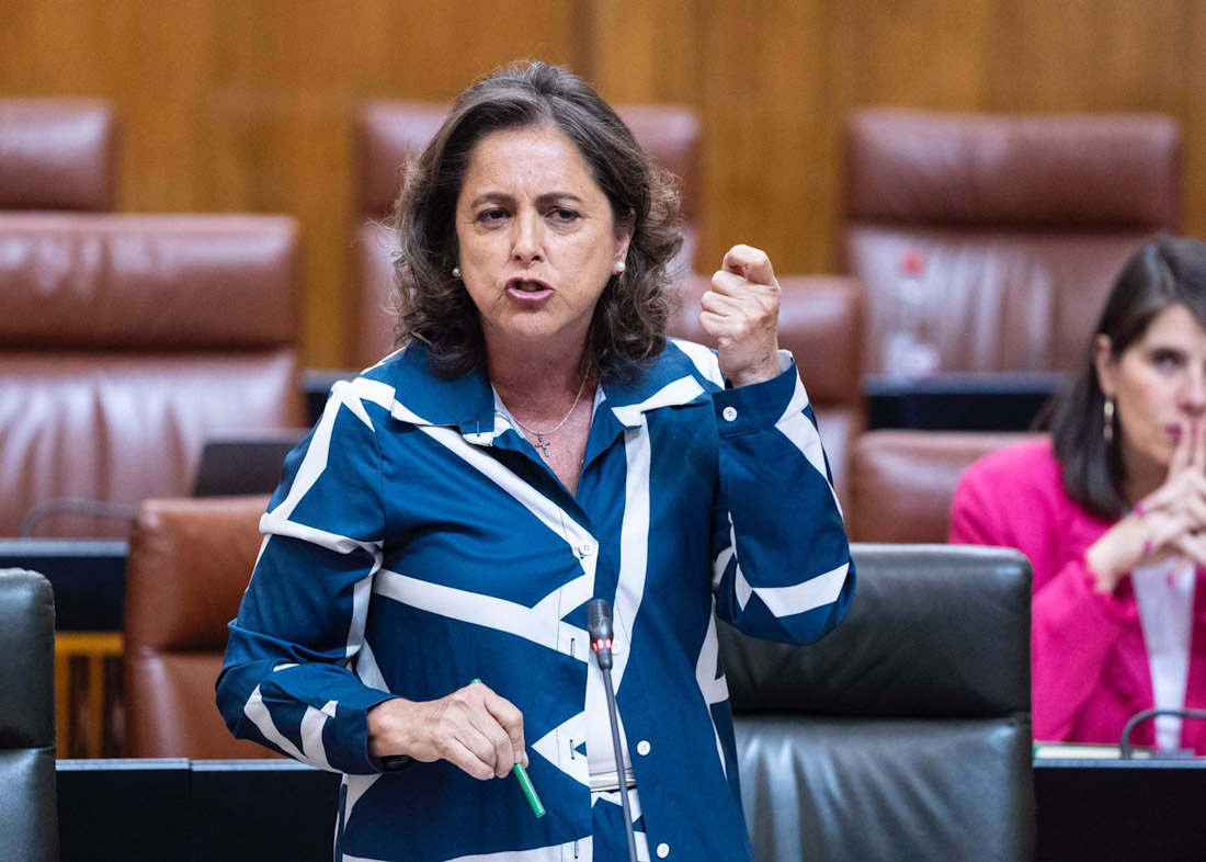 La consejera de Salud y Consumo, Catalina García, en el Pleno del Parlamento de Andalucía (JOAQUIN CORCHERO / PARLAMENTO DE ANDALUCÍA) 