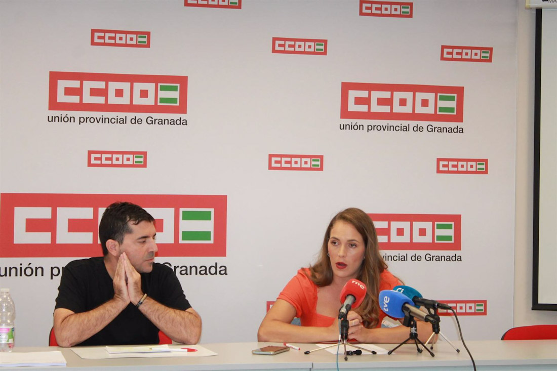 Los secretarios general y de Juventud de CCOO Granada, Daniel Mesa y Gloria Aguilera, en imagen de archivo (CCOO)