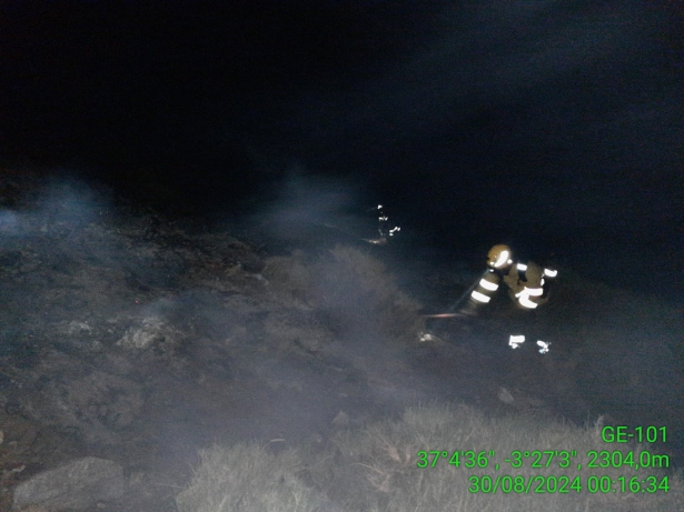 Bomberos del Infoca trabajan en la extinción del fuego (INFOCA) Bomberos del Infoca trabajan en la extinción del fuego (INFOCA)