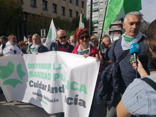 El portavoz provincial de Adelante en Granada, Ángel García, en una manifestación (ADELANTE ANDALUCÍA)