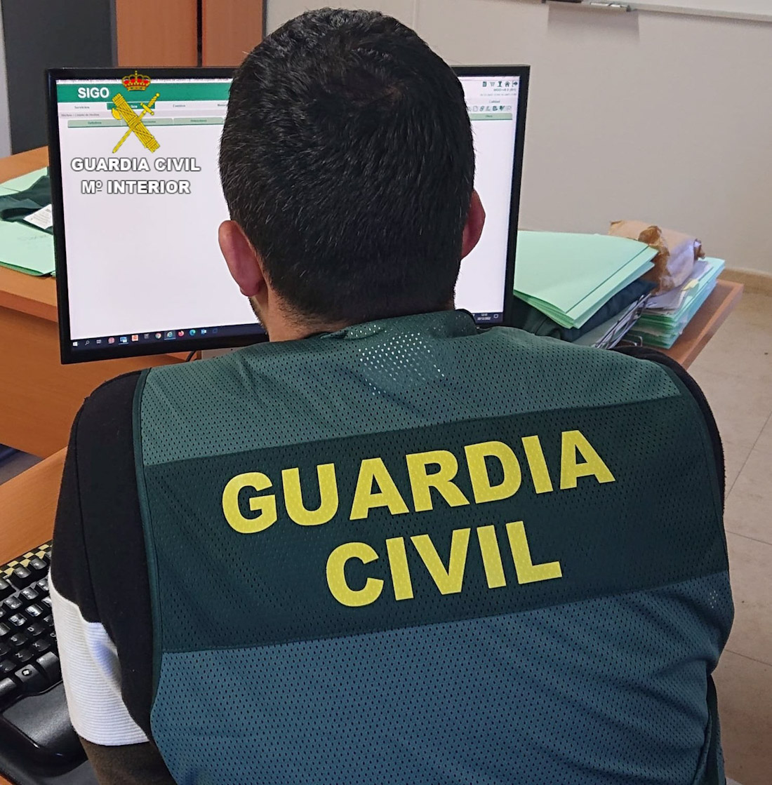 Un agente de la Guardia Civil mira la pantalla de un ordenador. Archivo (GUARDIA CIVIL)