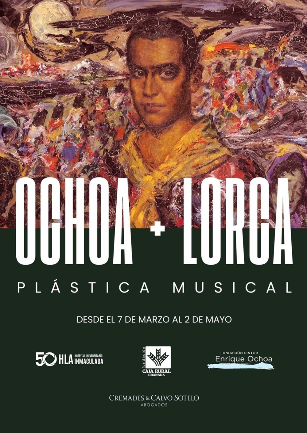 Cartel de la exposición `OCHOA+LORCA, PLÁSTICA MUSICAL` que se inagura el 7 de marzo en la sala Zaida de la Fundación Caja Rural. (FUNDACIÓN PINTOR ENRIQUE OCHOA)