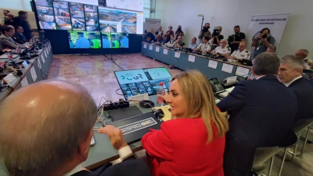 Marifrán Carazo, en primer plano, en la reunión del centro coordinador de seguridad de las cumbres europeas, en imagen de archivo (PERFIL DE MARIFRÁN CARAZO EN LA RED SOCIAL X)