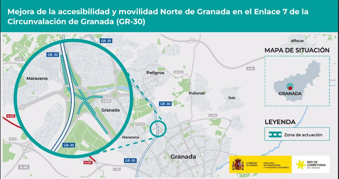 Proyecto de trazado y construcción para mejorar la accesibilidad y la movilidad en la zona norte de la ciudad de Granada en el enlace del kilómetro 7 de la Circunvalación GR-30 (MINISTERIO DE TRANSPORTES Y MOVILIDAD SOSTENIBLE)