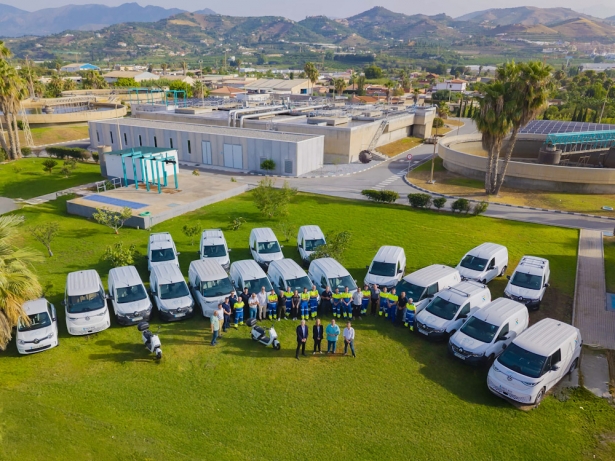 Vista aérea de la flota de vehículos (MANCOMUNIDAD)
