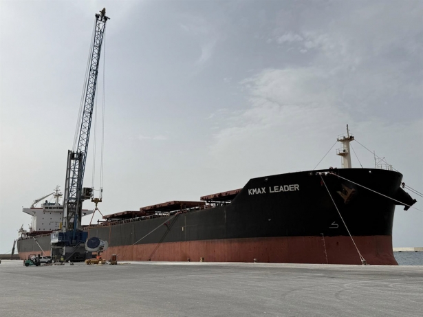 La mercancía ha llegado a bordo del buque Kmax Leader, el mayor barco de carga general atracado en el muelle de Azucenas hasta la fecha, con 229 metros de eslora y consignado por Consignaciones y Estibas Motril (AUTORIDAD PORTUARIA DE MOTRIL)
