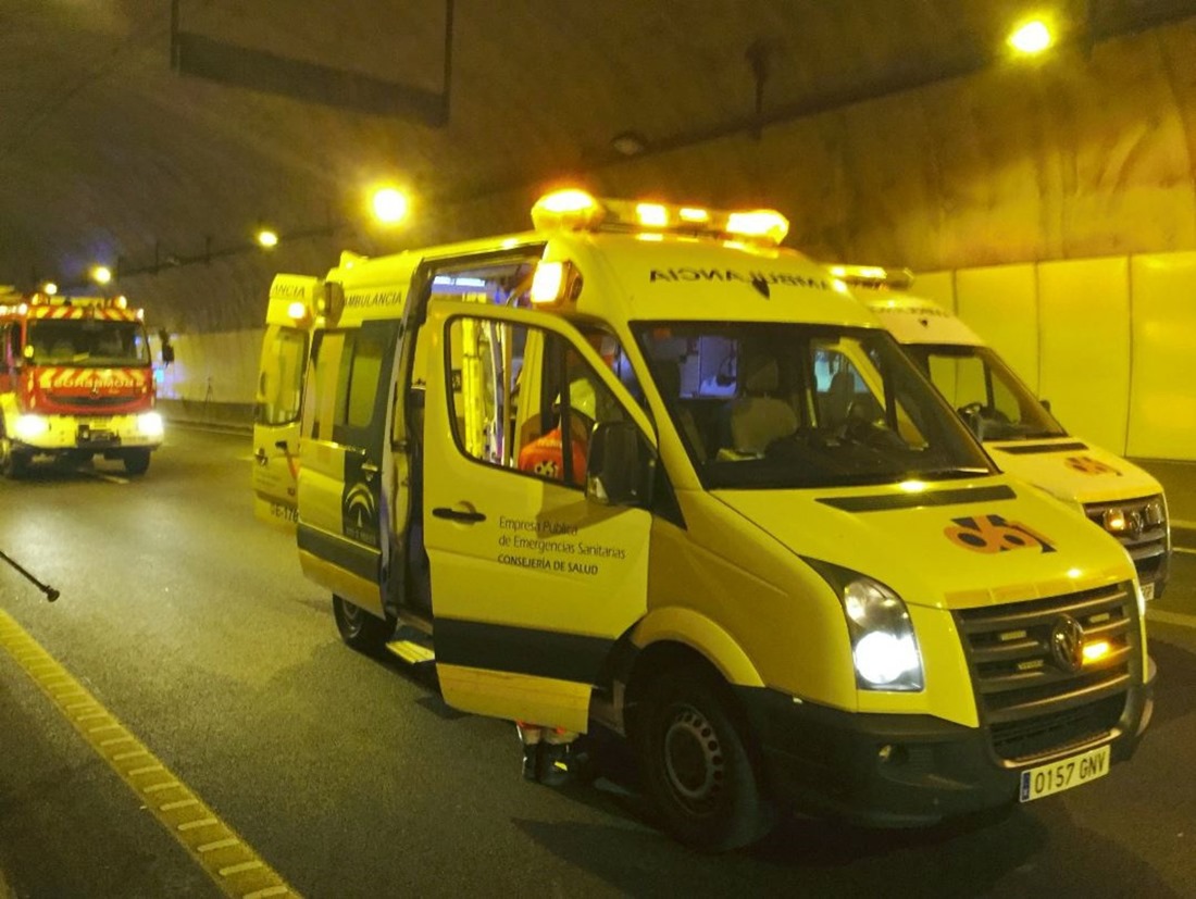 Ambulancia durante el simulacro (112 ANDALUCÍA)